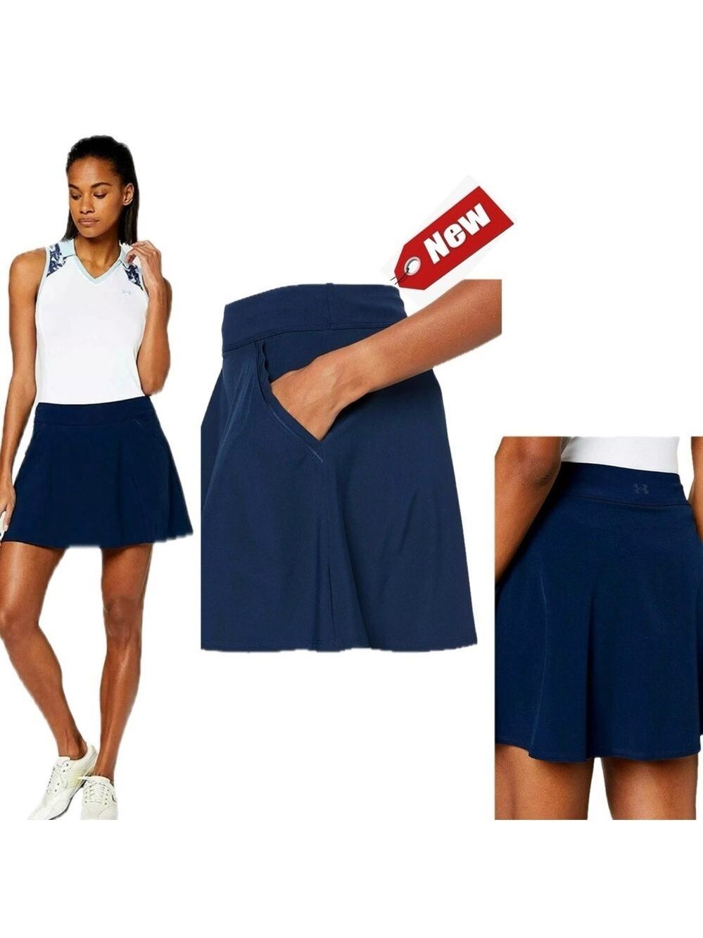 Under Armour Women's Golf Tennis UA Links Skort Skirt (Academy Blue) Sz L NWT